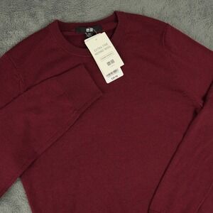 Uniqlo Sweater Womens XXS Wine Red Extra Fine Merino Wool Crew Neck 251-469410